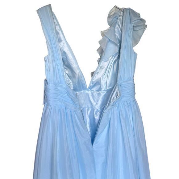 Mac Duggal Women's Size 16 Ruffled Ball Gown Powder Blue Formal Dress 48856 NWT - Picture 10 of 14